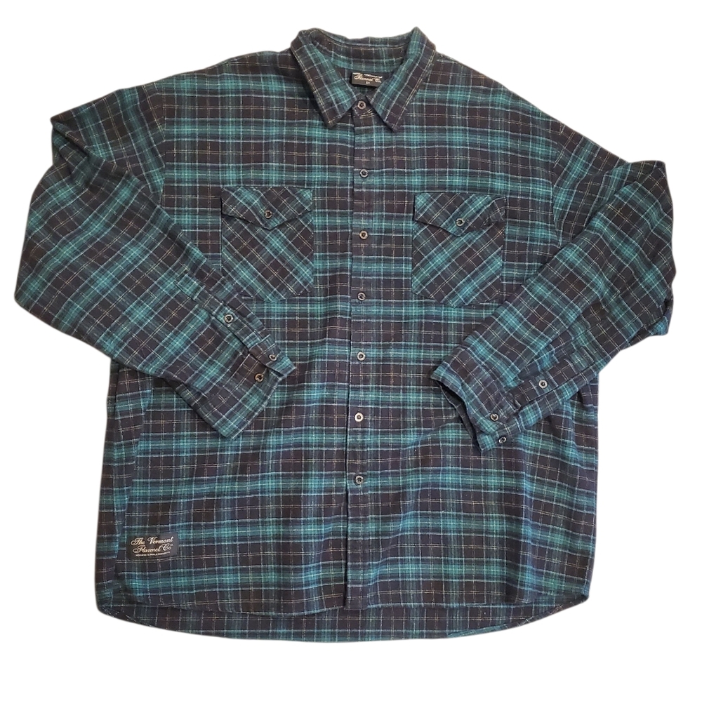 The Vermont Flannel Co. Men's Classic Flannel Shirt Green Size 5X EUC